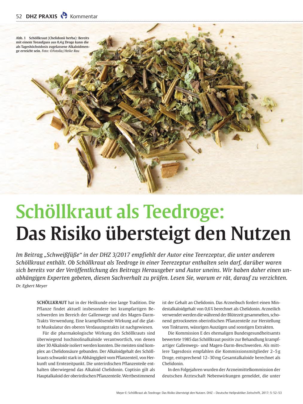 Vorschauseite 1: Schöllkraut als Teedroge: Das Risiko übersteigt den Nutzen