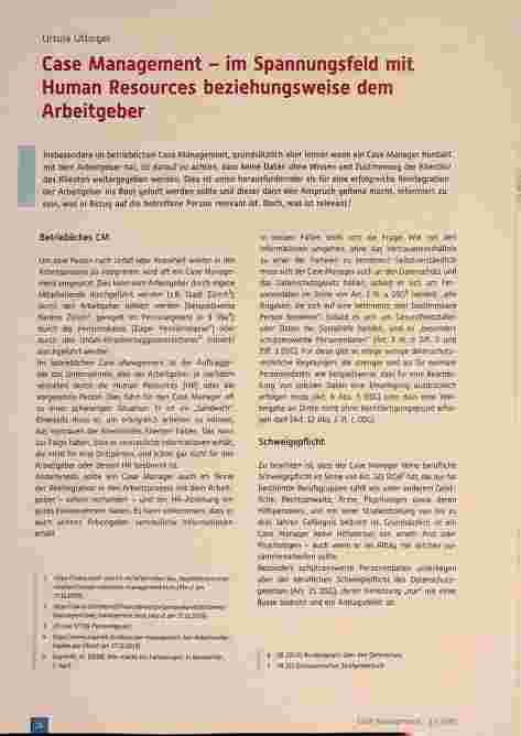 Vorschauseite 1: Case Management - im Spannungsfeld mit Human Resources beziehungsweise dem Arbeitgeber