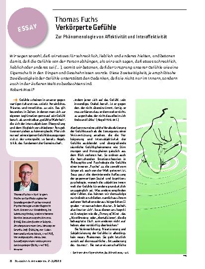 Vorschauseite 1: Verkörperte Gefühle Zur Phänomenologie von Affektivität und Interaffektivität