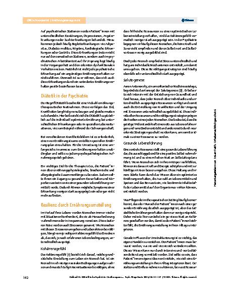Vorschauseite 2: Diätetik in der Psychiatrie – Ernährungsumstellung als Grundbaustein für psychisches Wohlbefinden