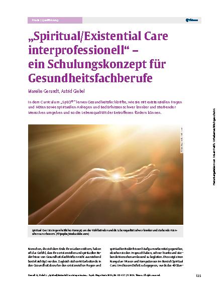 Vorschauseite 1: "Spiritual/Existential Care interprofessionell" – ein Schulungskonzept für Gesundheitsfachberufe