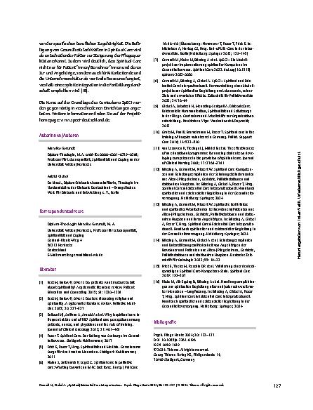 Vorschauseite 5: "Spiritual/Existential Care interprofessionell" – ein Schulungskonzept für Gesundheitsfachberufe