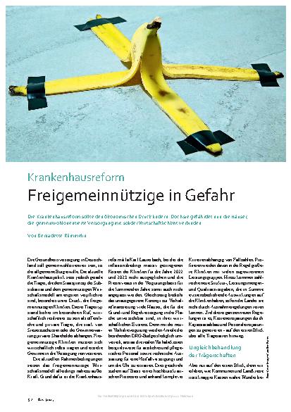 Vorschauseite 1: Krankenhausreform: Freigemeinnützige in Gefahr