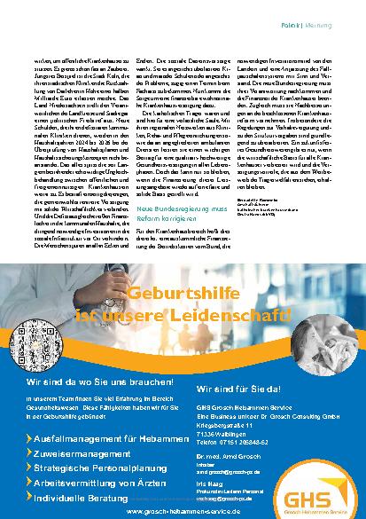 Vorschauseite 2: Krankenhausreform: Freigemeinnützige in Gefahr
