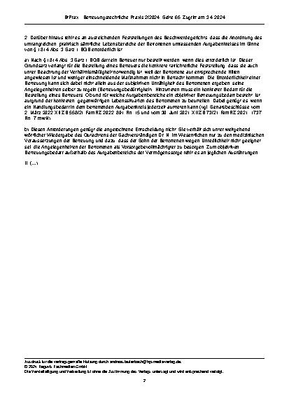 Vorschauseite 2: Zur Auswahl der Gutachterin Schlagworte: Pflicht zur Darlegung der Qualifikation eines Sachverständigen.