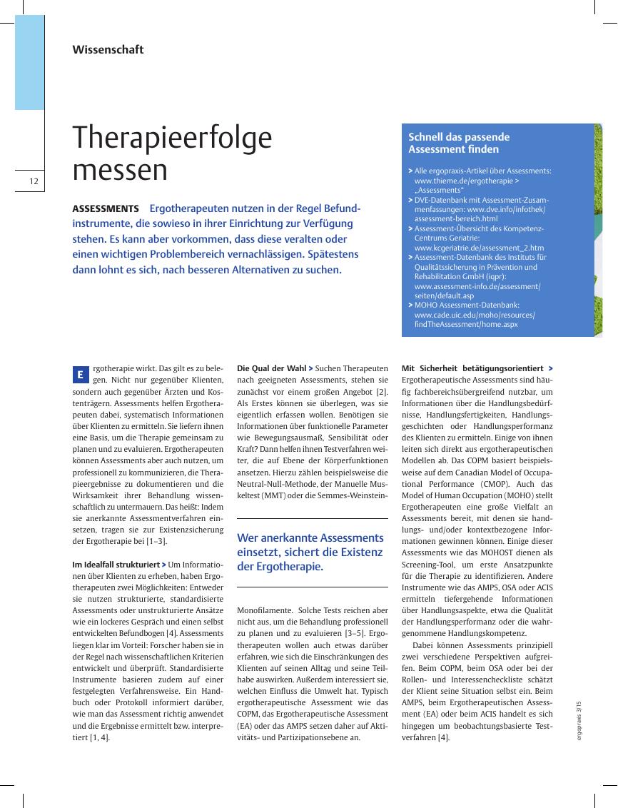 Vorschauseite 1: Assessments ? Therapieerfolge messen