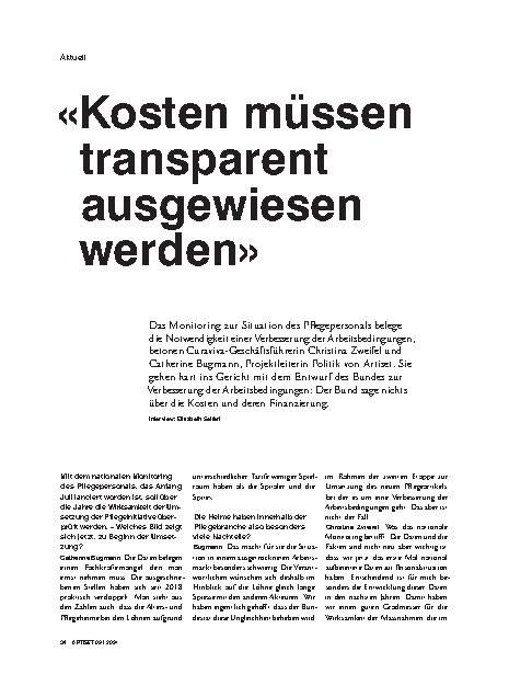 Vorschauseite 1: "Kosten müssen transparent ausgewiesen werden."