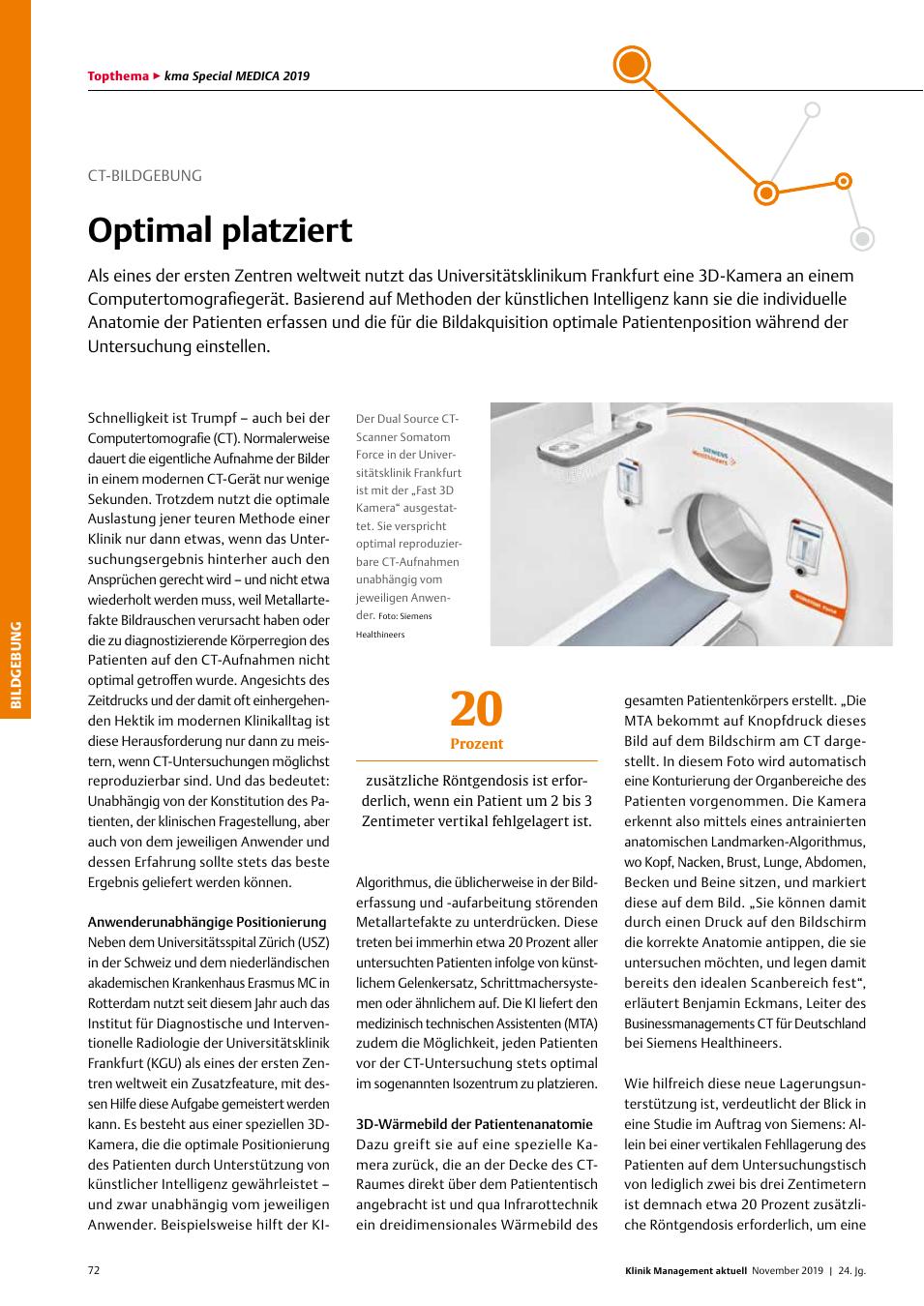 Vorschauseite 1: CT-Bildgebung: Optimal platziert