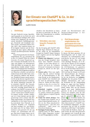 Vorschauseite 1: Der Einsatz von ChatGPT & Co. in der sprachtherapeutischen Praxis