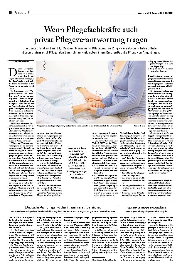 Vorschauseite 1: Wenn Pflegefachkräfte auch privat Pflegeverantwortung tragen