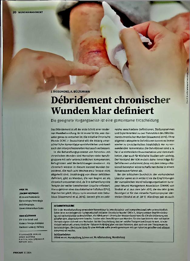Vorschauseite 1: Debridement chronischer Wunden klar definiert