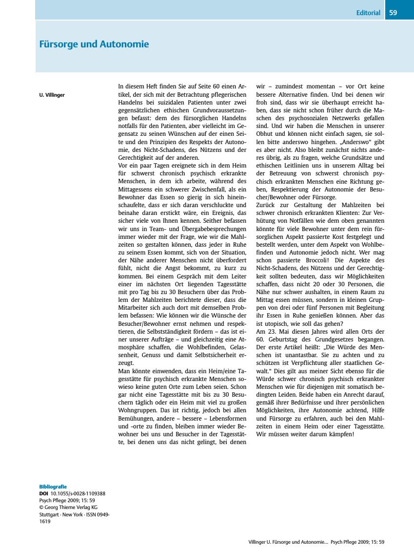 Vorschauseite 1: Fürsorge und Autonomie
