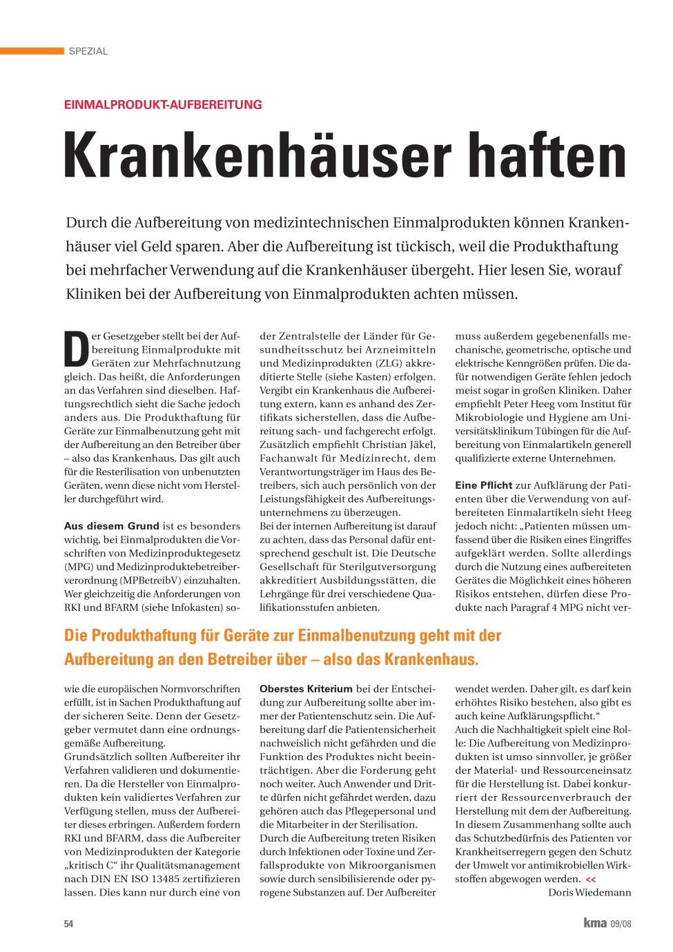 Vorschauseite 1: Krankenhäuser haften