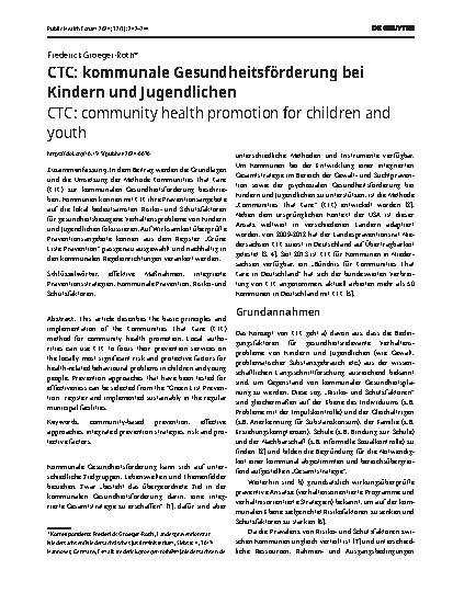 Vorschauseite 1: CTC: kommunale Gesundheitsförderung bei Kindern und Jugendlichen