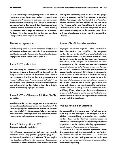 Vorschauseite 2: CTC: kommunale Gesundheitsförderung bei Kindern und Jugendlichen