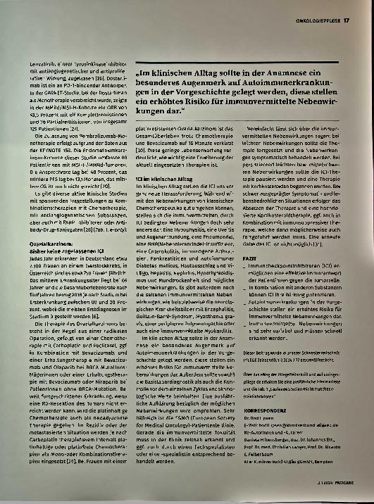 Vorschauseite 4: Zwischen Pseudoprogression und Tumorregression: Immuncheckpoint-Inhibitoren im Einsatz