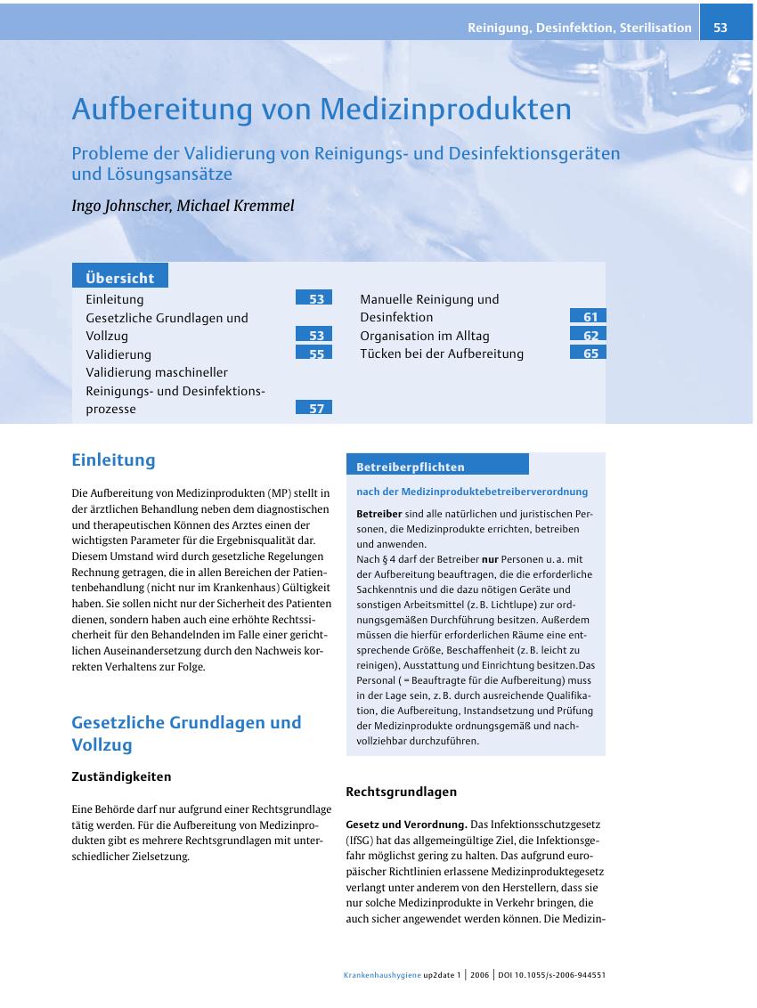Vorschauseite 1: Aufbereitung von Medizinprodukten