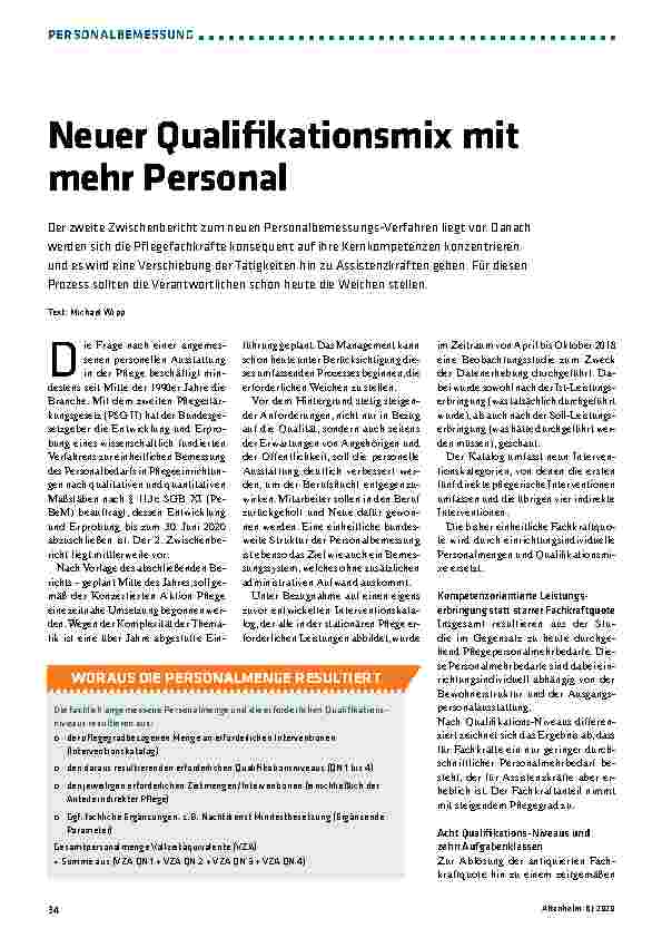 Vorschauseite 1: Neuer Qualifikationsmix mit mehr Personal