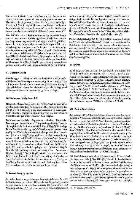 Vorschauseite 3: Das Gesetz zur Errichtung eines Implantateregisters