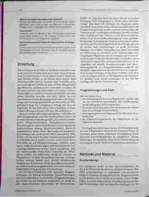 Vorschauseite 2: Pflege in Zeiten von Corona: 7 Zentrale Ergebnisse einer deutschlandweiten Querschnittsbefragung vollstationärer Pflegeheime