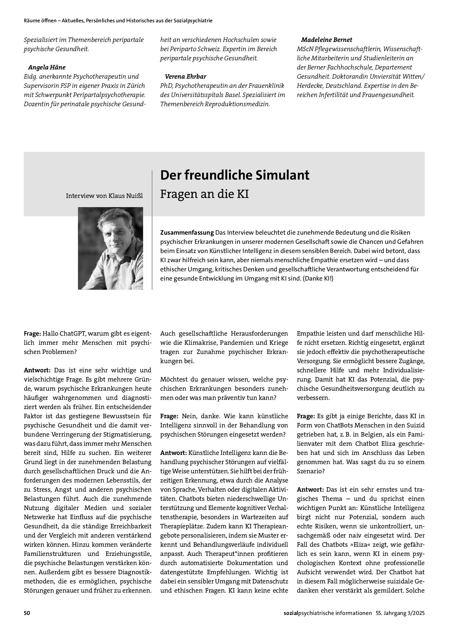 Vorschauseite 1: Der freundliche Simulant. Fragen an die KI