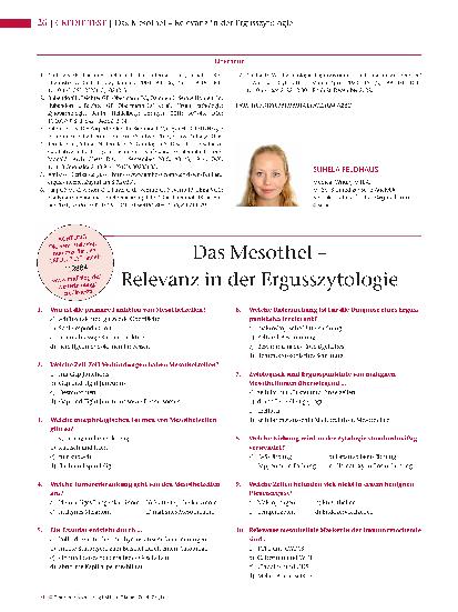 Vorschauseite 3: Das Mesothel – Relevanz in der Ergusszytologie