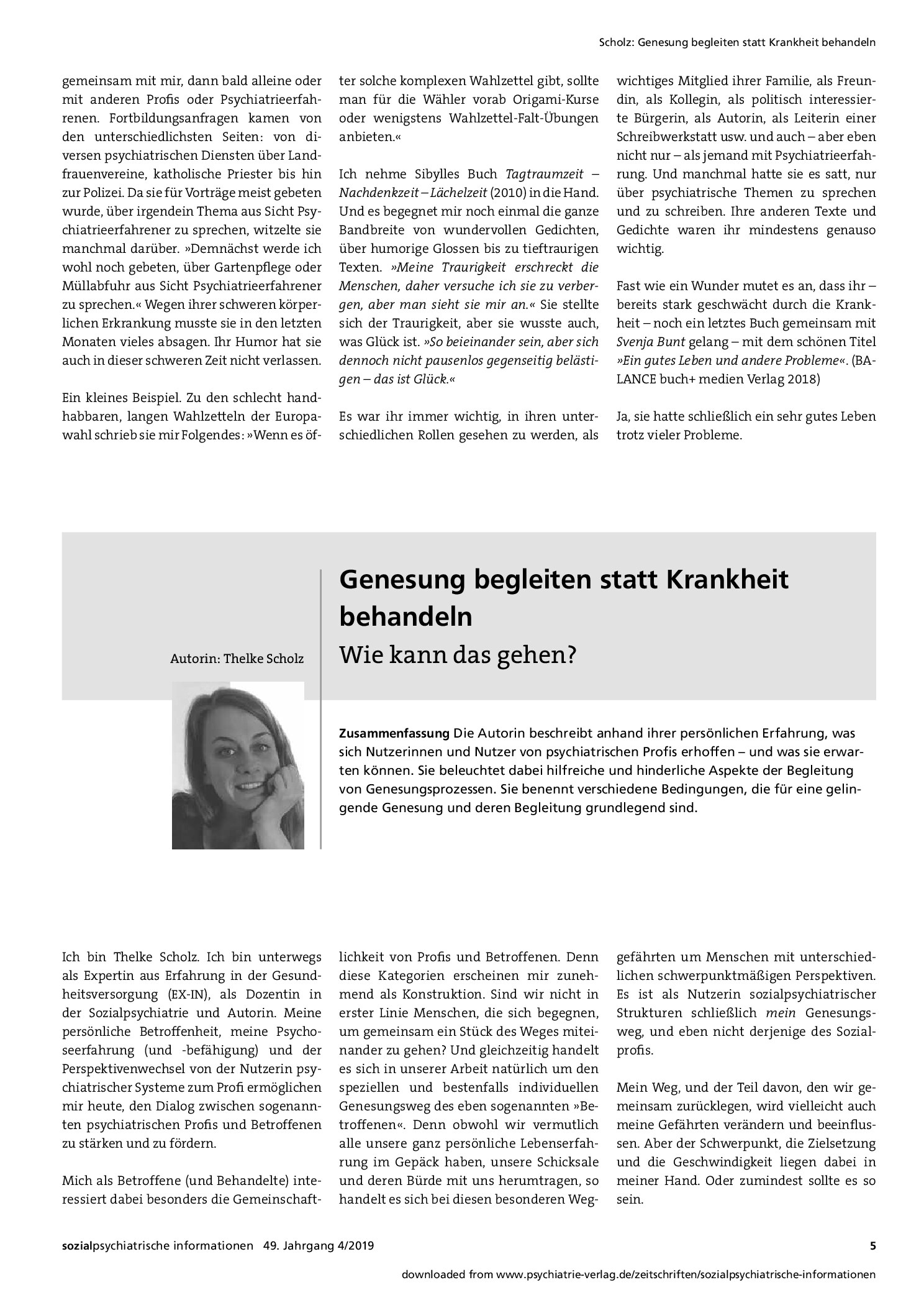 Vorschauseite 1: Genesung begleiten statt Krankheit behandeln