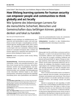 Vorschauseite 1: Wie Systeme des lebenslangen Lernens für die menschliche Sicherheit, Menschen und Gemeinschaften dazu befähigen können, global zu denken und lokal zu handeln