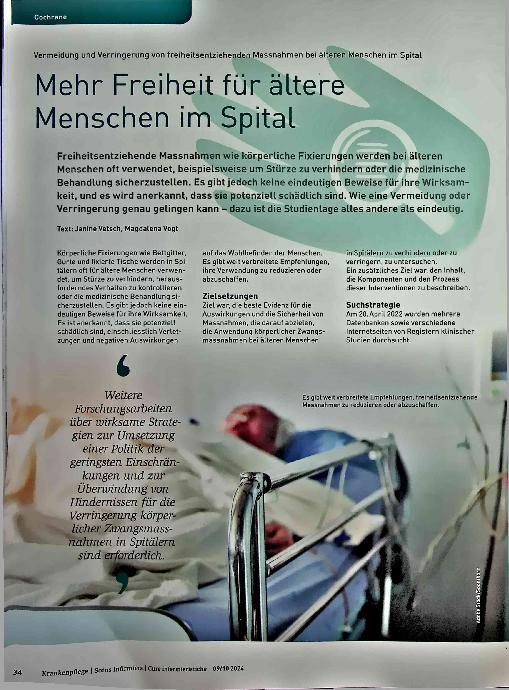 Vorschauseite 1: Mehr Freiheit für ältere Menschen im Spital