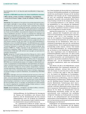 Vorschauseite 2: Integration von BETA-MeH-Innovationen in klinische Rehabilitationsstrukturen