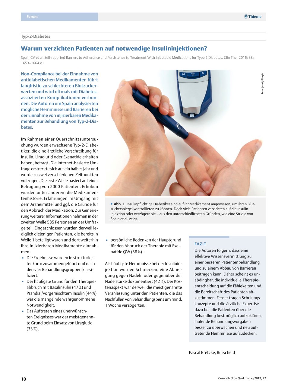 Vorschauseite 1: Typ-2-Diabetes – Warum verzichten Patienten auf notwendige Insulininjektionen?