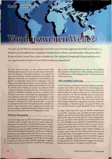 Vorschauseite 1: Vor der zweiten Welle?