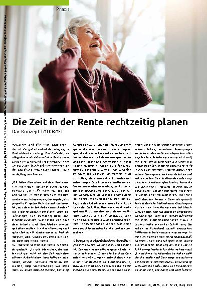 Vorschauseite 1: Die Zeit in der Rente rechtzeitig planen