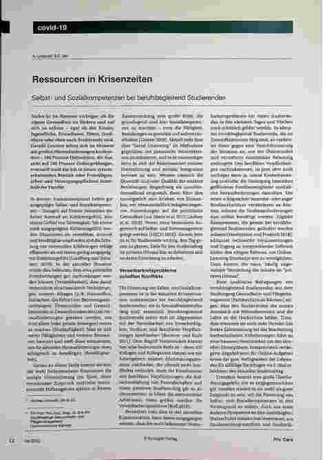 Vorschauseite 1: Ressourcen in Krisenzeiten: Selbstund Sozialkompetenzen bei berufsbegleitend Studierenden