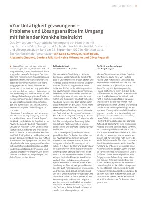 Vorschauseite 1: »Zur Untätigkeit gezwungen« – Probleme und Lösungsansätze im Umgang mit fehlender Krankheitseinsicht