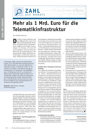 Vorschauseite 1: Mehr als 1 Mrd. Euro für die Telematikinfrastruktur