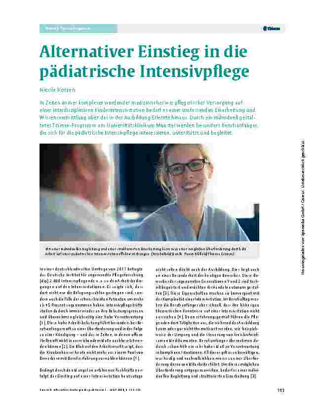 Vorschauseite 1: Alternativer Einstieg in die pädiatrische Intensivpflege