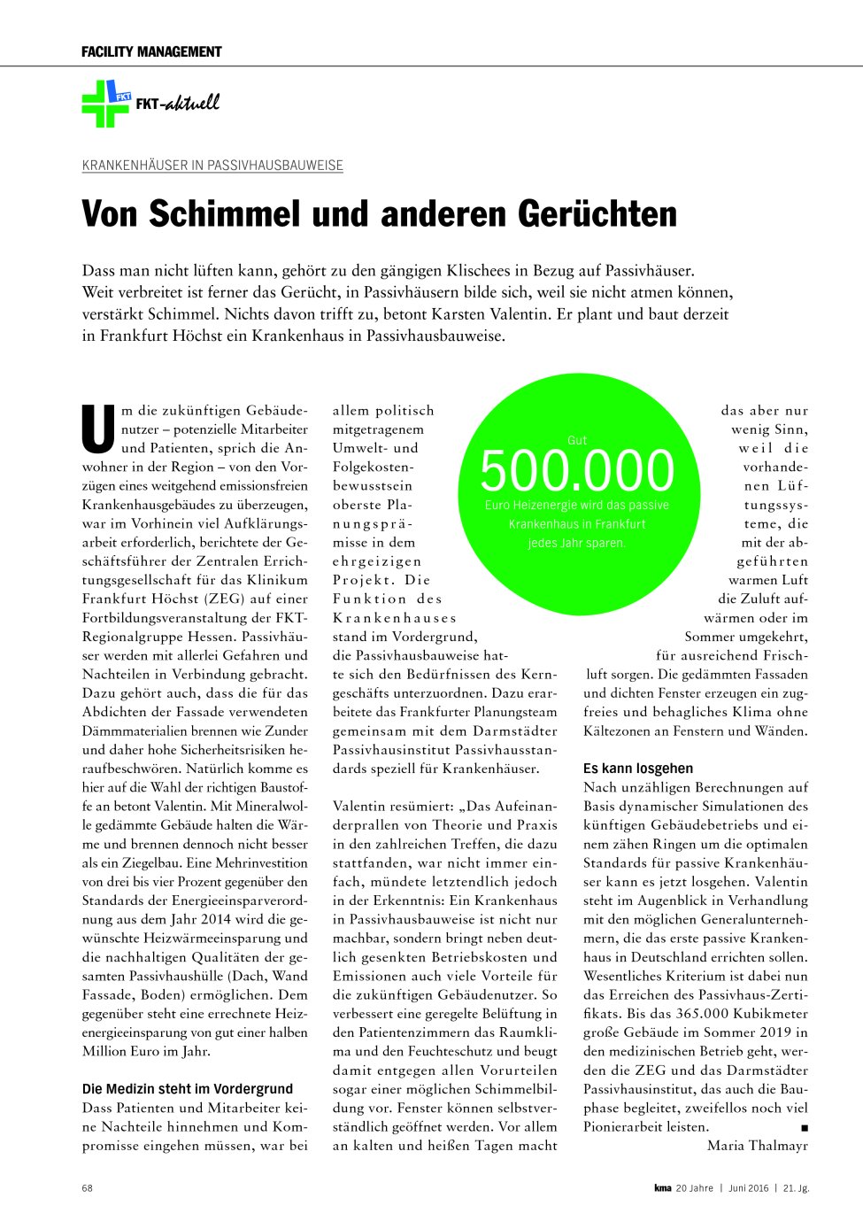 Vorschauseite 1: Krankenhäuser in Passivhausbauweise: Von Schimmel und anderen Gerüchten