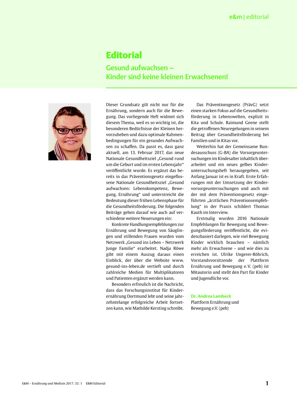 Vorschauseite 1: Editorial