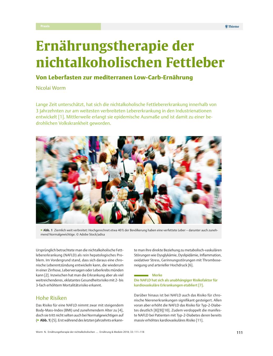 Vorschauseite 1: Ernährungstherapie der nichtalkoholischen Fettleber