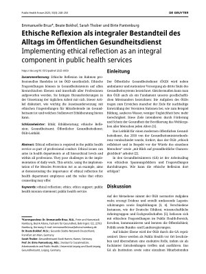 Vorschauseite 1: Ethische Reflexion als integraler Bestandteil des Alltags im Öffentlichen Gesundheitsdienst