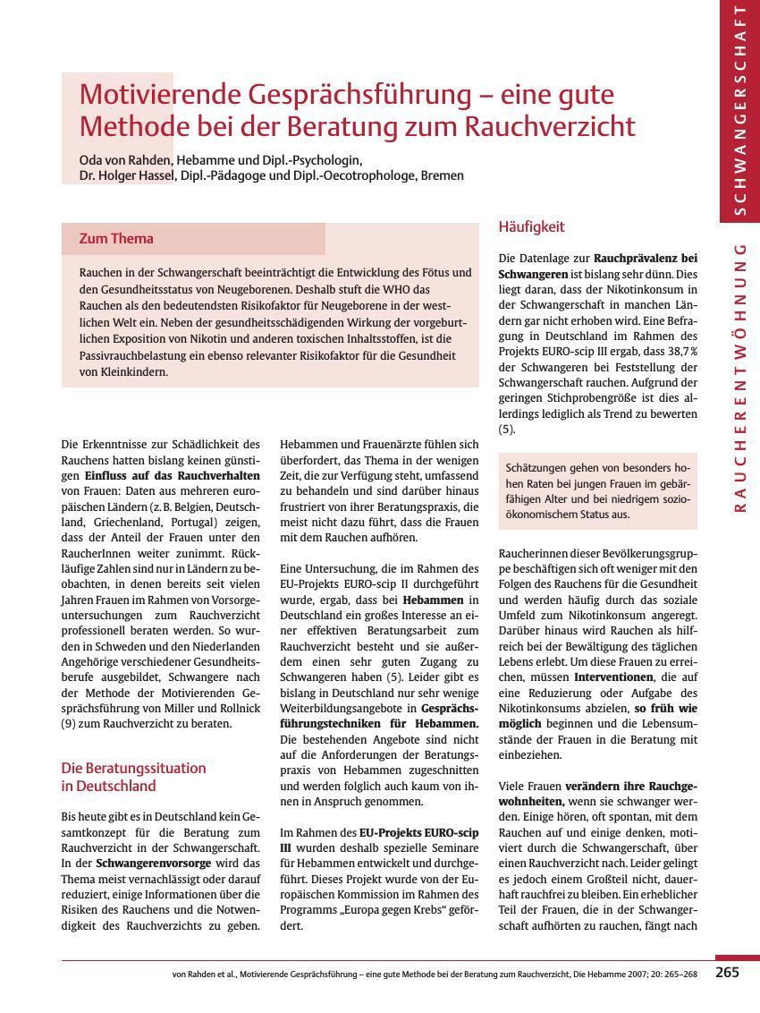 Vorschauseite 1: Motivierende Gesprächsführung - eine gute Methode bei der Beratung zum Rauchverzicht