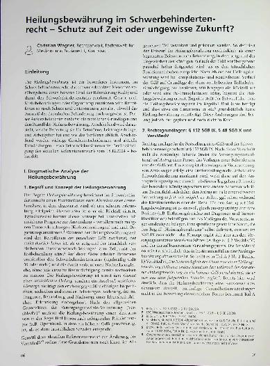 Vorschauseite 1: Heilungsbewährung im Schwerbehinderten recht - Schutz auf Zeit oder ungewisse Zukunft?