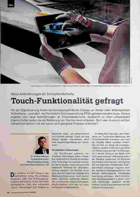 Vorschauseite 1: Neue Anforderungen an Schutzhandschuhe: Touch-Funktionalität gefragt.