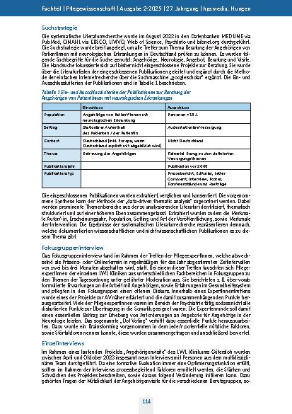 Vorschauseite 3: Beratungsangebote für Angehörige von Patienten mit neurologischen Erkrankungen in Deutschland Ein Scoping Review und Interviewstudien