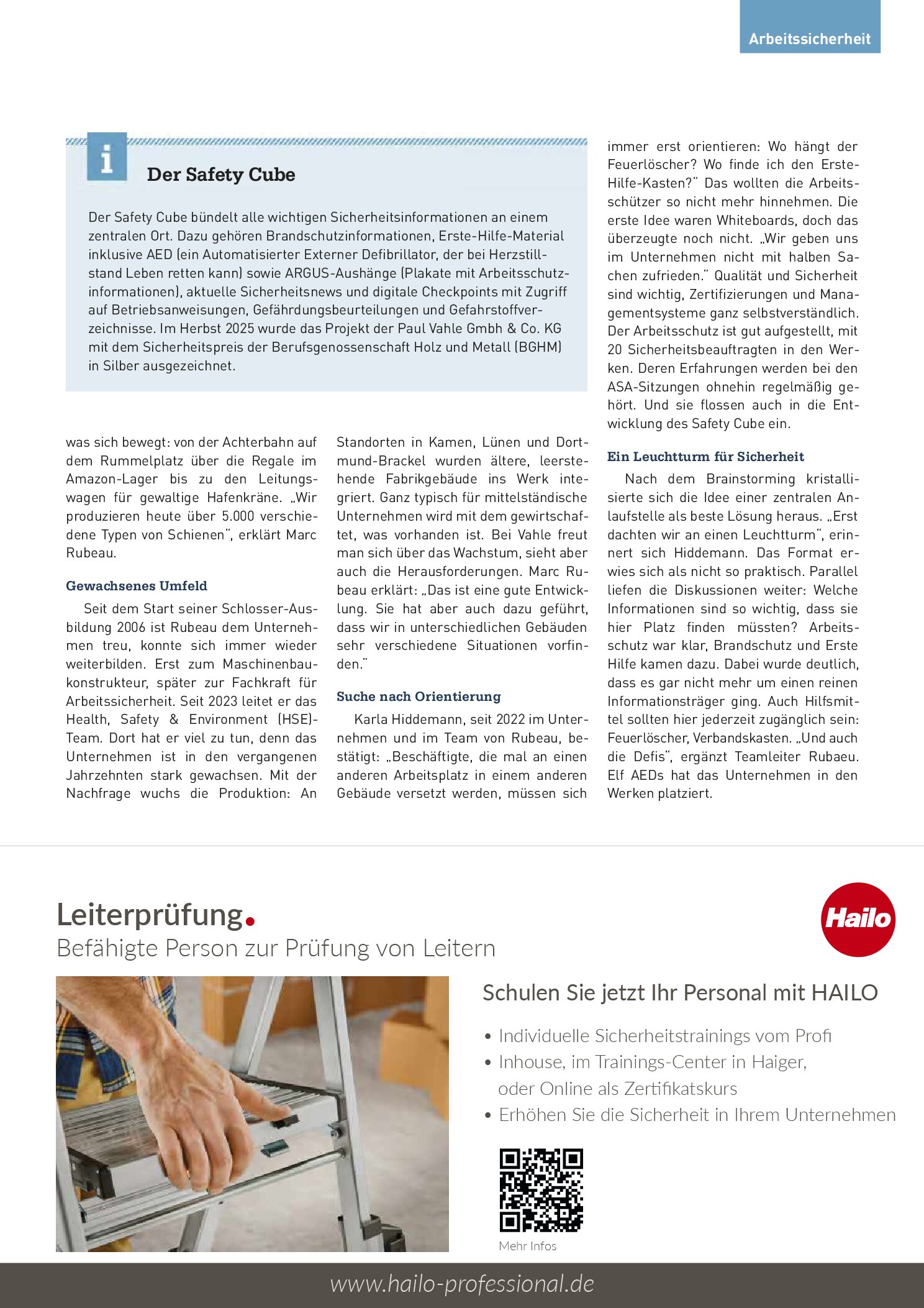 Vorschauseite 2: Eine dritte Dimension für den Arbeitsschutz. Nicht zu übersehen