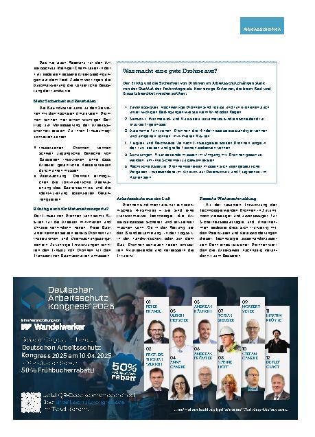 Vorschauseite 3: Technologie mit großem Potenzial Drohnen im Arbeitsschutz