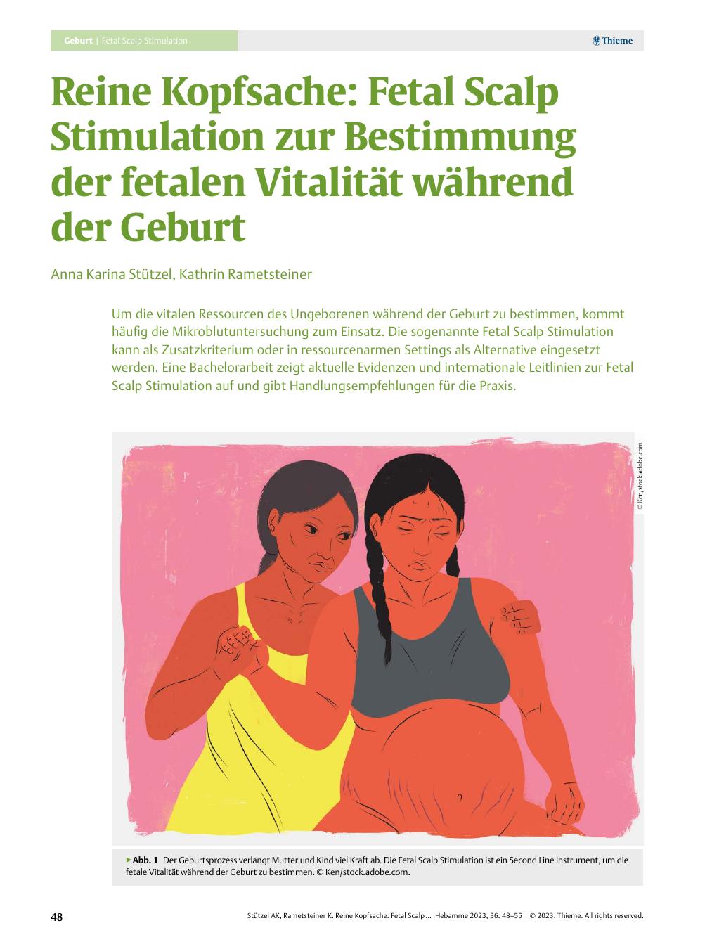 Vorschauseite 1: Reine Kopfsache: Fetal Scalp Stimulation zur Bestimmung der fetalen Vitalität während der Geburt