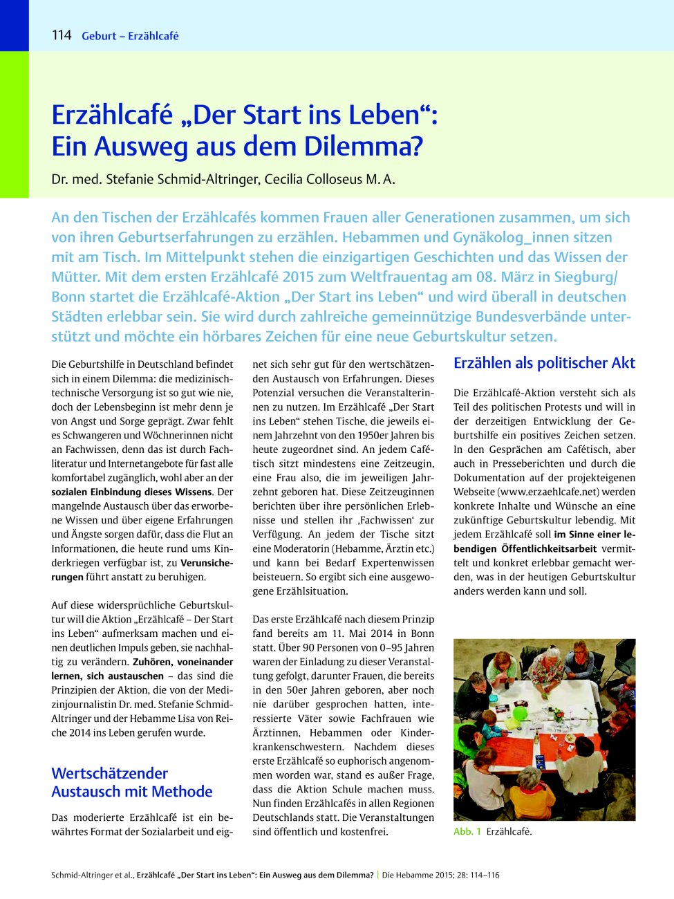 Vorschauseite 1: Erzählcafé ?Der Start ins Leben?: Ein Ausweg aus dem Dilemma?