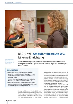 Vorschauseite 1: BSG-Urteil: Ambulant betreute WG ist keine Einrichtung